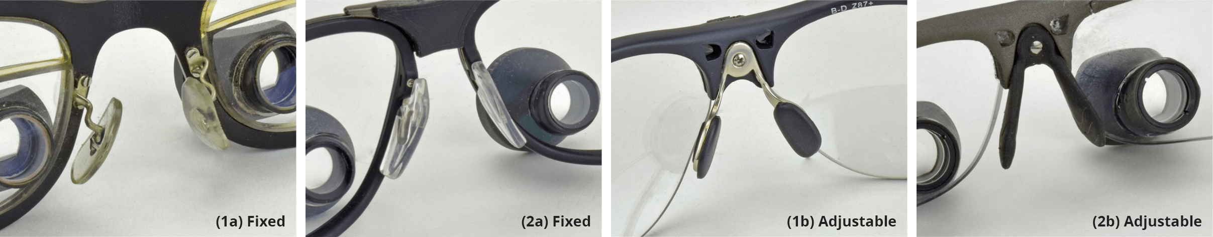 Fig 2 Traditional Nose Pad Types - Fixed and Adjustable
