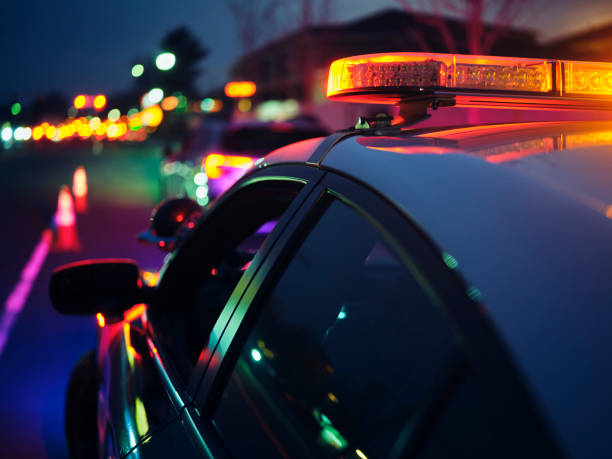 Lights on police car