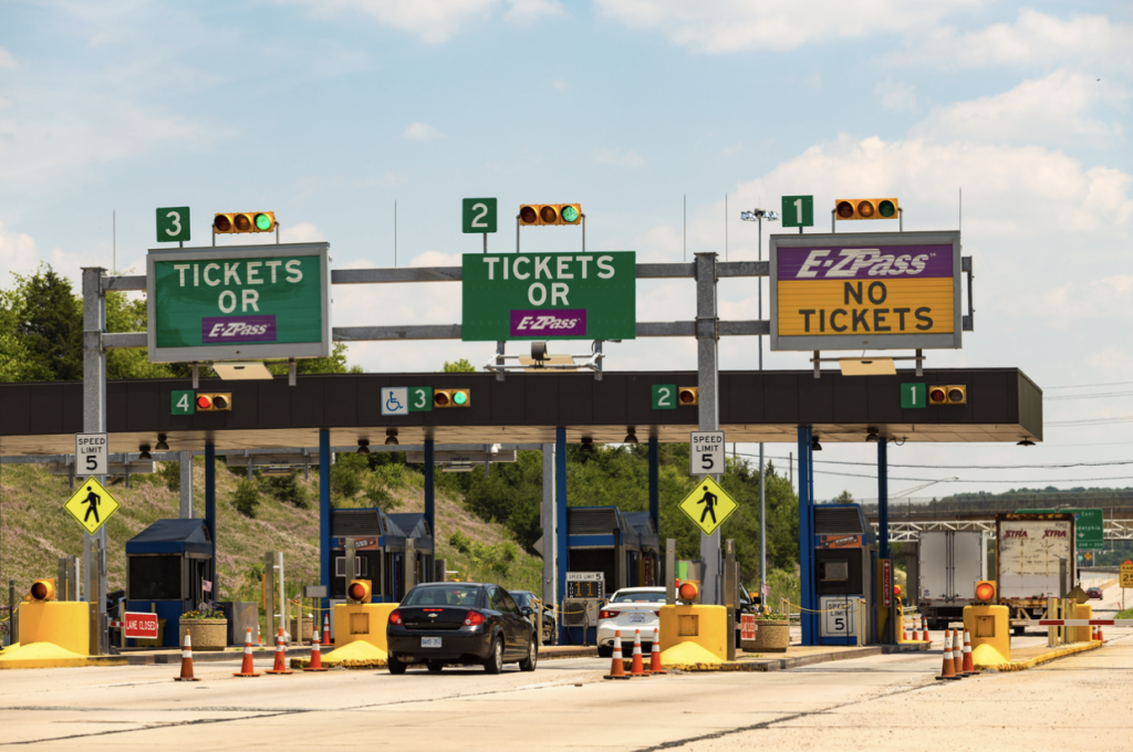 Tollway booths on a toll road
